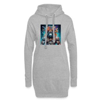 Tatouage / Animal / Art / Cool / Bande dessinée / Gorille - Sweat-shirt à capuche long Femme - gris chiné - Devant
