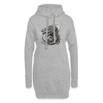 Tattoo / Tier / Kunst / cool / Comic / Drache - Hoodie-Kleid - Grau meliert - Vorne