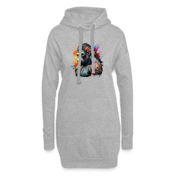Tattoo / Tier / Kunst / cool / Comic / Gorilla - Hoodie-Kleid - Grau meliert - Vorne