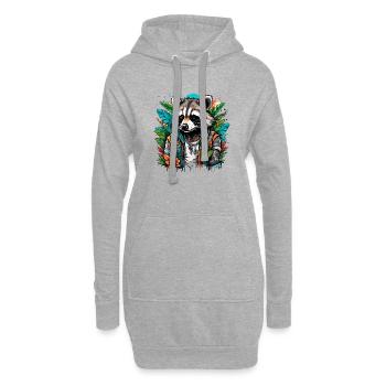 Tattoo / Tier / Kunst / cool / Comic / Waschbär - Hoodie-Kleid - Grau meliert - Vorne