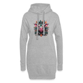 Tattoo / Tier / Kunst / cool / Comic / Schwein - Hoodie-Kleid - Grau meliert - Vorne