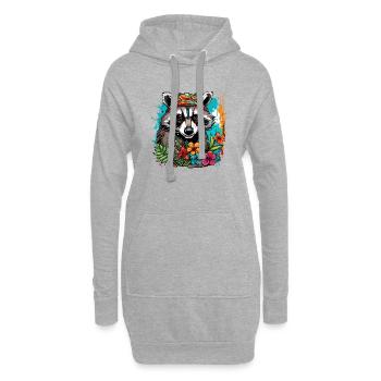 Tattoo / Tier / Kunst / cool / Comic / Waschbär - Hoodie-Kleid - Grau meliert - Vorne