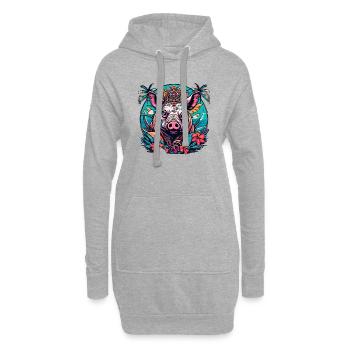 Tattoo / Tier / Kunst / cool / Comic / Schwein - Hoodie-Kleid - Grau meliert - Vorne
