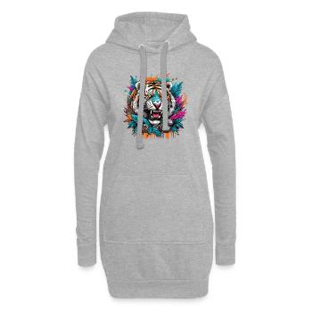 Tattoo / Tier / Kunst / cool / Comic / Tiger - Hoodie-Kleid - Grau meliert - Vorne