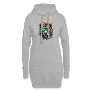 Tattoo / Tier / Kunst / cool / Comic / Bär - Hoodie-Kleid - Grau meliert - Vorne
