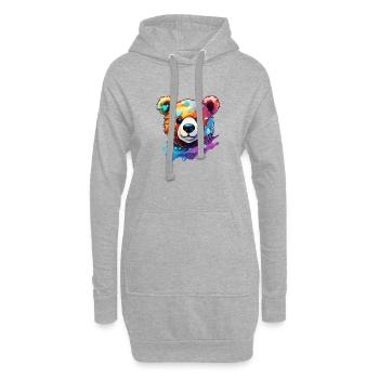 Teddybär / Kuscheltier / Stofftier / Geschenkidee - Hoodie-Kleid - Grau meliert - Vorne