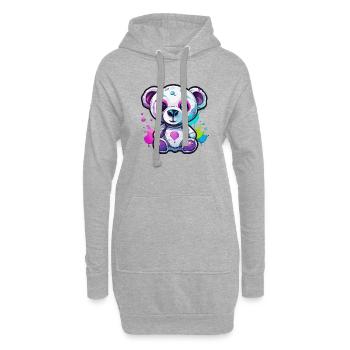 Ours en peluche / Peluche / Animal en peluche / Idée cadeau - Sweat-shirt à capuche long Femme - gris chiné - Devant