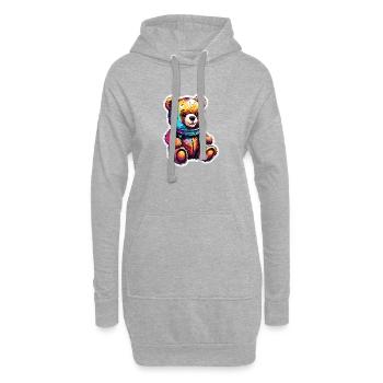 Teddybär / Kuscheltier / Stofftier / Geschenkidee - Hoodie-Kleid - Grau meliert - Vorne