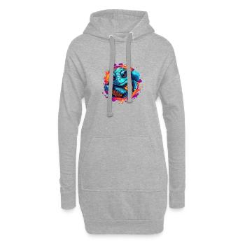Schildkröte spring aus dem Bild - Hoodie-Kleid - Grau meliert - Vorne