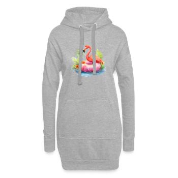 Flamant rose en été - Sweat-shirt à capuche long Femme - gris chiné - Devant