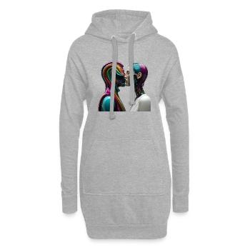 surreal kissing. love is everywhere - Hoodie Dress - heather grey - Front