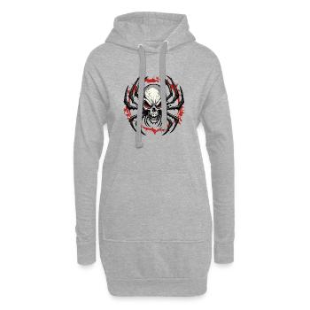 Spinne / Netz / Haustier / Kriechtier / Achtbeiner - Hoodie-Kleid - Grau meliert - Vorne