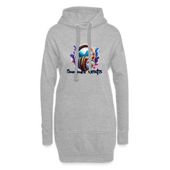 Casque / Audio / Musique / Son / Studio / Cool - Sweat-shirt à capuche long Femme - gris chiné - Devant