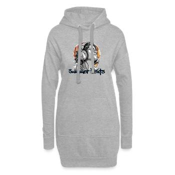 Casque/Audio/Musique/Personne/cool - Sweat-shirt à capuche long Femme - gris chiné - Devant