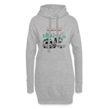 Zuhause ist da, wo Wir Parken - Hoodie-Kleid - Grau meliert - Vorne