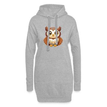eine niedliche Eule mit großen Augen - Hoodie-Kleid - Grau meliert - Vorne