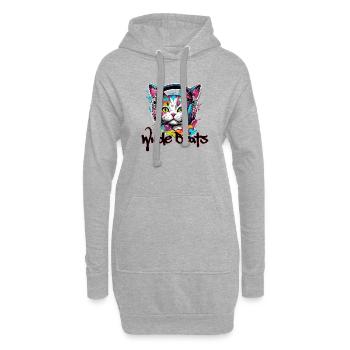 Casque / Audio / Musique / Son / Cool - Sweat-shirt à capuche long Femme - gris chiné - Devant