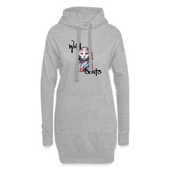 Casque / Audio / Musique / Son / Cool - Sweat-shirt à capuche long Femme - gris chiné - Devant