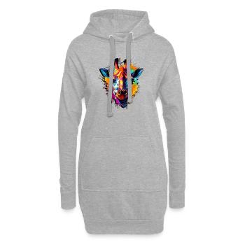 Abstraktes Giraffendesign - Arte Moda - Hoodie-Kleid - Grau meliert - Vorne