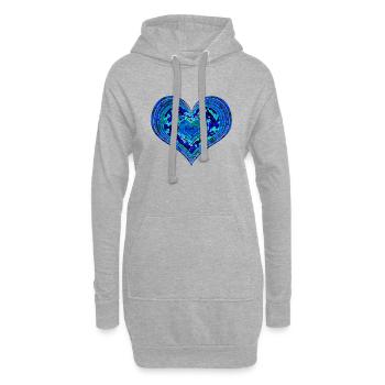coeur psychédélique - Sweat-shirt à capuche long Femme - gris chiné - Devant