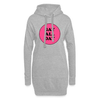 Schwul den ganzen Tag - Hoodie-Kleid - Grau meliert - Vorne