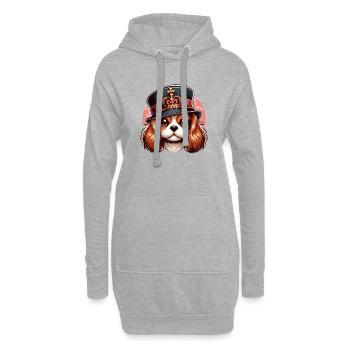 Cavalier King Charles mignon avec un chapeau - Sweat-shirt à capuche long Femme - gris chiné - Devant