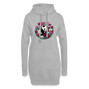 Fleur Panda Ours - Sweat-shirt à capuche long Femme - gris chiné - Devant