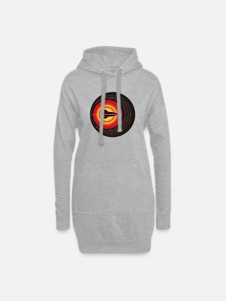 Retro-Rakete im Orbit - Hoodie-Kleid - Grau meliert