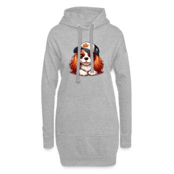 Mignon Cavalier King Charles avec casquette - Sweat-shirt à capuche long Femme - gris chiné - Devant