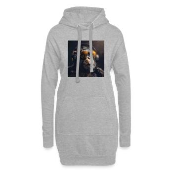 Affe mit Kopfhörer für DJ und Musiker Monkey - Hoodie-Kleid - Grau meliert - Vorne