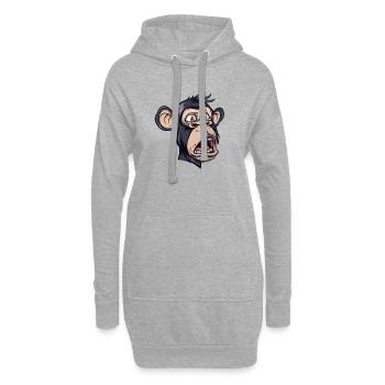Caricature de singe surpris drôle - Sweat-shirt à capuche long Femme - gris chiné - Devant