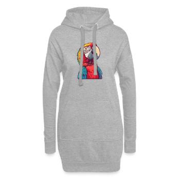 Portrait de perroquet coloré en détail - Sweat-shirt à capuche long Femme - gris chiné - Devant