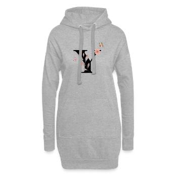Lettre y fleurs sauvages aquarelles - Sweat-shirt à capuche long Femme - gris chiné - Devant