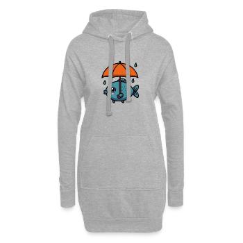 Wasser See Meer Fisch Regenschirm im Trockenen - Hoodie-Kleid - Grau meliert - Vorne