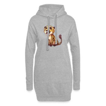 Mignon jeune guépard souriant - Sweat-shirt à capuche long Femme - gris chiné - Devant