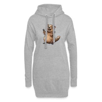 Photo de castor dansant joyeux - Sweat-shirt à capuche long Femme - gris chiné - Devant