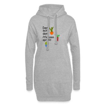 Qui parle aux plantes - Sweat-shirt à capuche long Femme - gris chiné - Devant