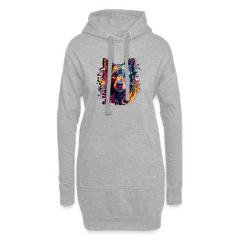 Abstrakte Hundekunst - Einzigartiges Design für T-Shirts - Hoodie-Kleid - Grau meliert - Vorne
