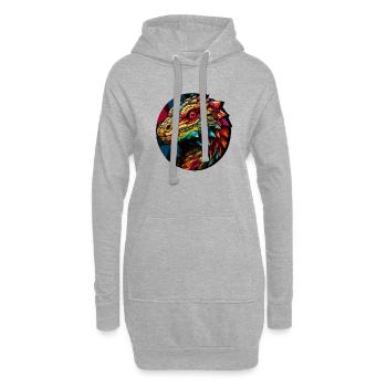 Abstrakte Eidechse T-Shirt | Geometrisches Design - Hoodie-Kleid - Grau meliert - Vorne