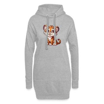 Niedlicher Tiger Welpe Mit Großen Augen - Hoodie-Kleid - Grau meliert - Vorne