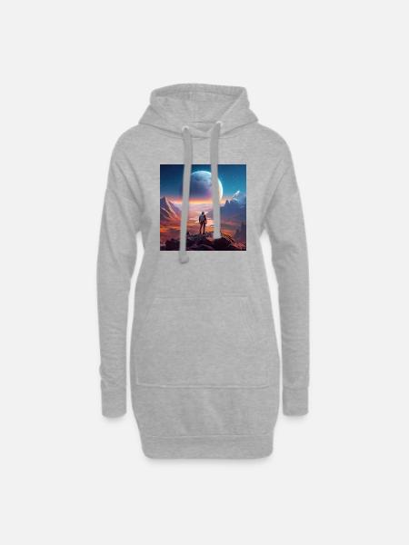 Pluto und sein aufgehender Mond Charon - Hoodie-Kleid - Grau meliert