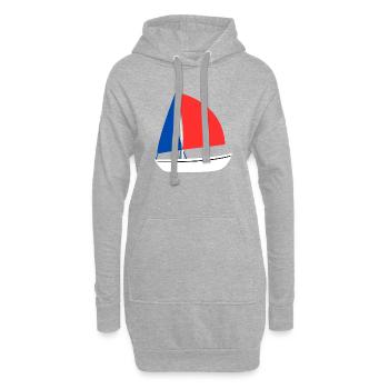 Bateau France bleu blanc rouge - Sweat-shirt à capuche long Femme - gris chiné - Devant