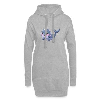 Verspieltes Wal-Motiv Mit Rosa Blumen - Hoodie-Kleid - Grau meliert - Vorne