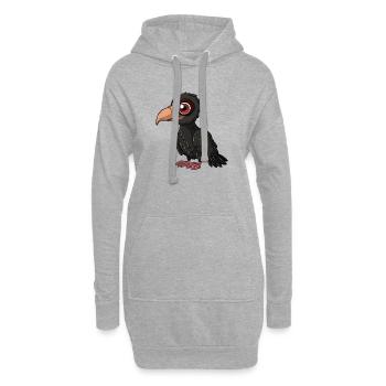 Geier Grafik Mit Roten Augen - Hoodie-Kleid - Grau meliert - Vorne