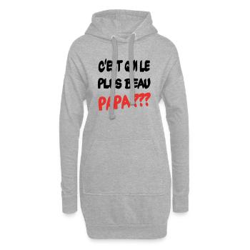 C'est qui le plus beau papa ? - Sweat-shirt à capuche long Femme - gris chiné - Devant
