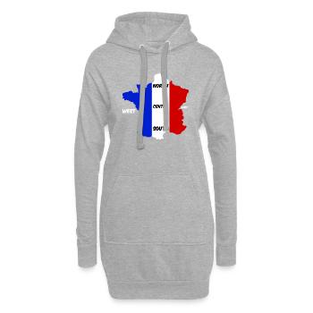 France bleu blanc rouge et points cardinaux - Sweat-shirt à capuche long Femme - gris chiné - Devant