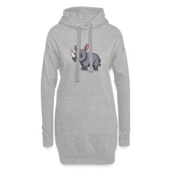 Niedliches Rhinozeros In Grau Für Dich - Hoodie-Kleid - Grau meliert - Vorne