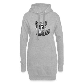 Niedlicher Waschbär Mit Großen Augen - Hoodie-Kleid - Grau meliert - Vorne