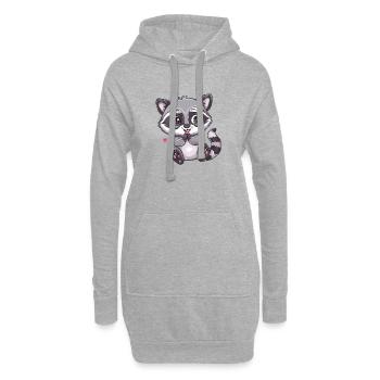 Raton laveur mignon avec look coeur - Sweat-shirt à capuche long Femme - gris chiné - Devant