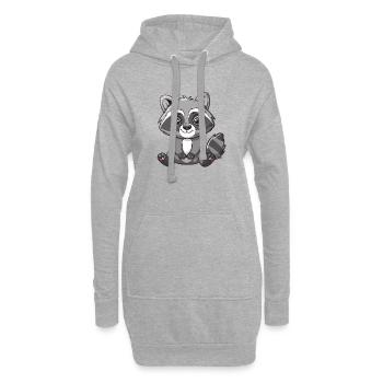 Niedlicher Waschbär Cartoon Zum Verlieben - Hoodie-Kleid - Grau meliert - Vorne